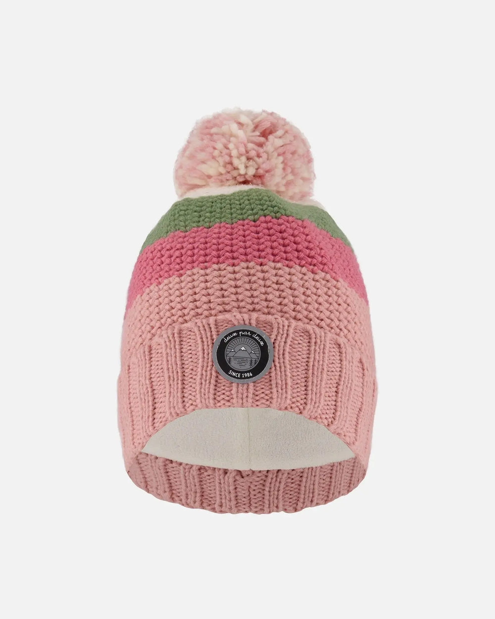 Lined Knit Pompom Hat Pink And Green | Deux par Deux | Jenni Kidz