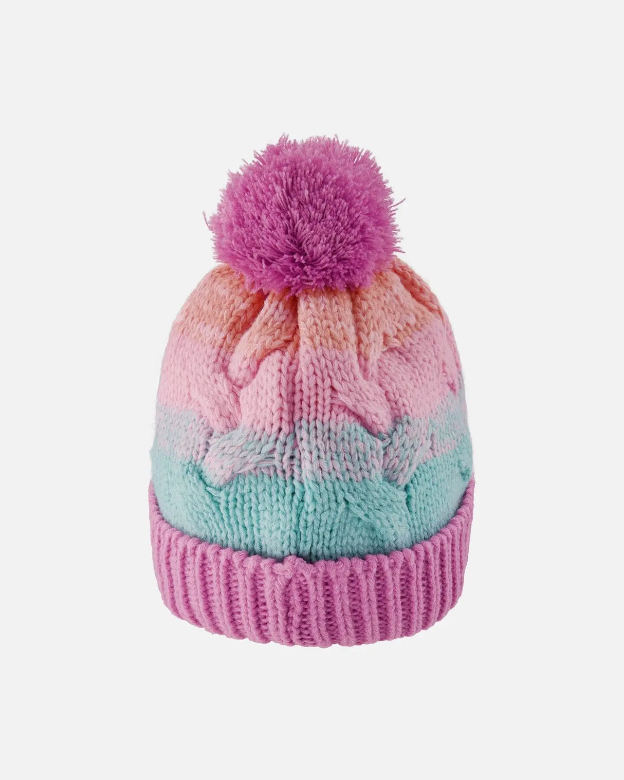 Lined Knit Pompom Hat Pink, Orange And Turquoise | Deux par Deux | Jenni Kidz