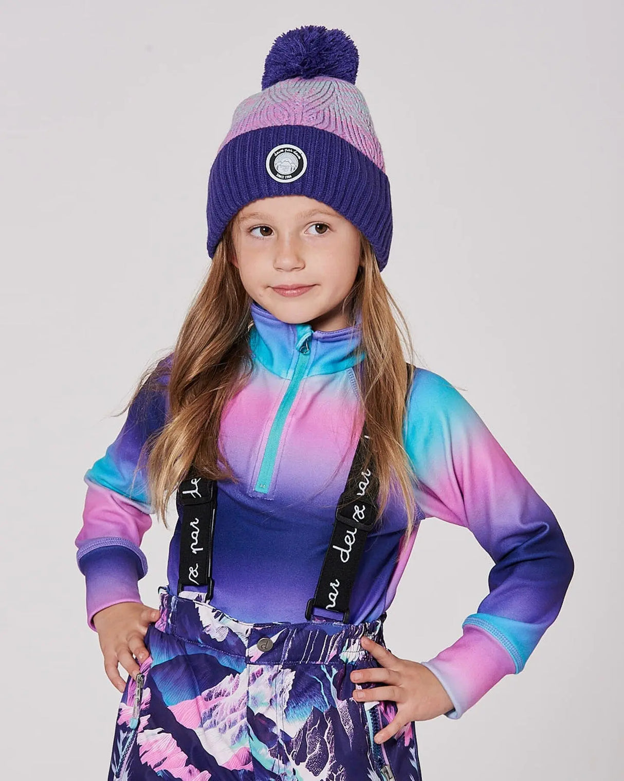 Lined Knit Pompom Hat Purple And Pink | Deux par Deux | Jenni Kidz