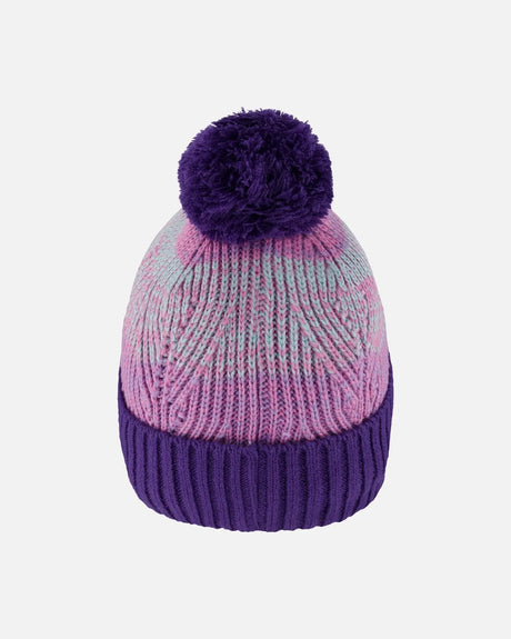 Lined Knit Pompom Hat Purple And Pink | Deux par Deux | Jenni Kidz