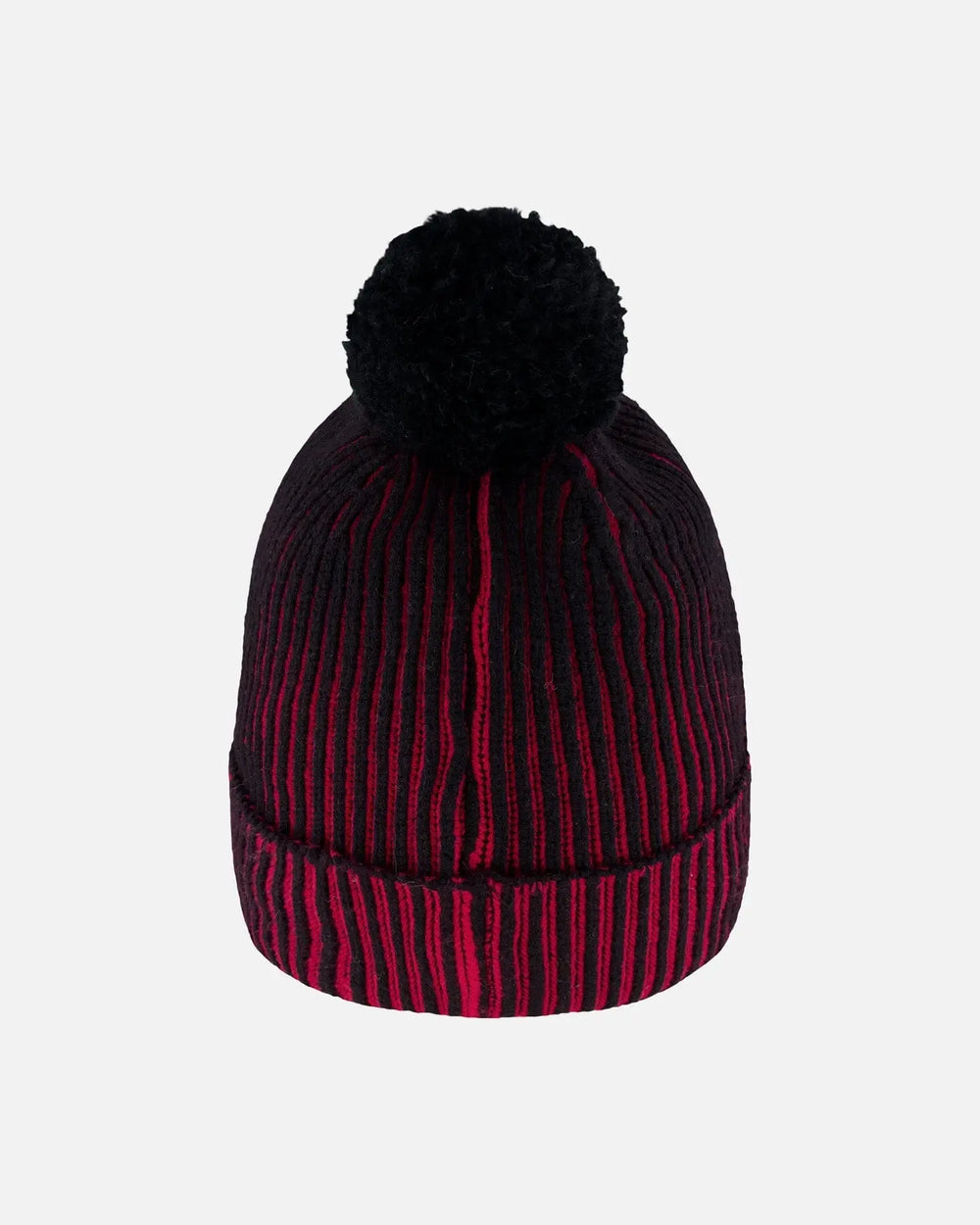 Lined Knit Pompom Hat Red And Black | Deux par Deux | Jenni Kidz