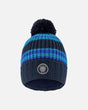 Lined Knit Winter Hat With Pompom Black And Blue | Deux par Deux | Jenni Kidz