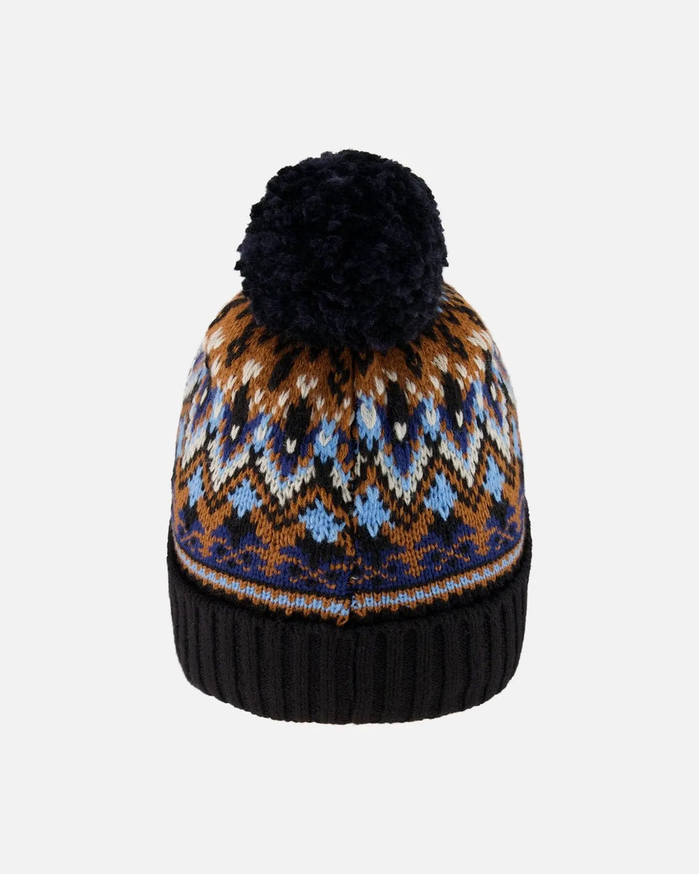 Lined Knit Winter Hat With Pompom Taupe And Navy | Deux par Deux | Jenni Kidz