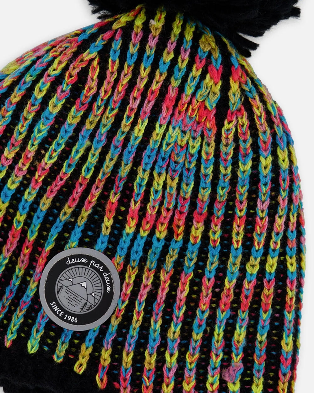 Lined Peruvian Knit Pompom Hat Black And Multicolor | Deux par Deux | Jenni Kidz