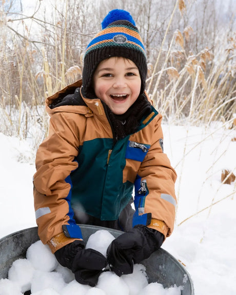 Lined Peruvian Knit Pompom Hat Black, Blue And Brown | Deux par Deux | Jenni Kidz