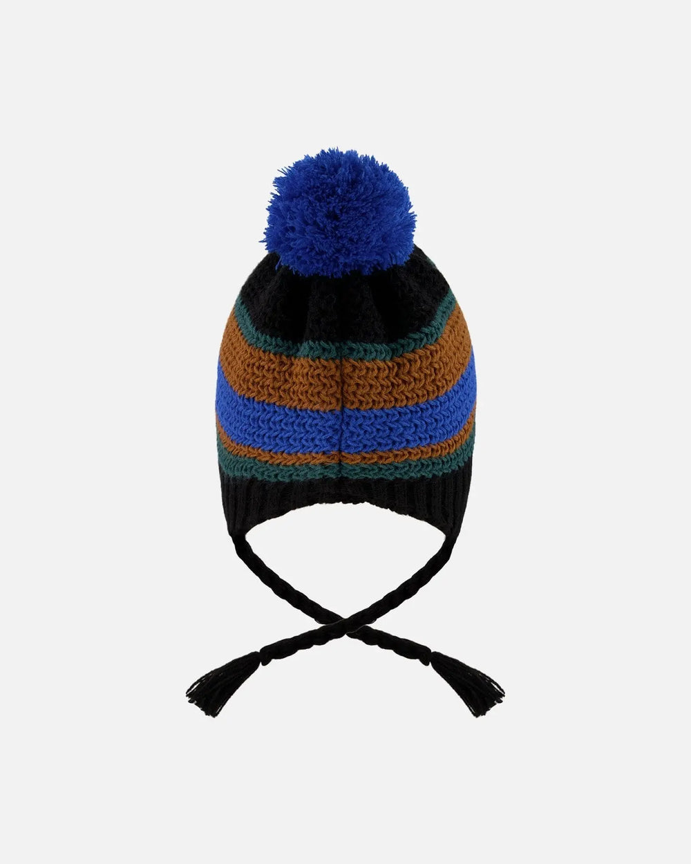 Lined Peruvian Knit Pompom Hat Black, Blue And Brown | Deux par Deux | Jenni Kidz