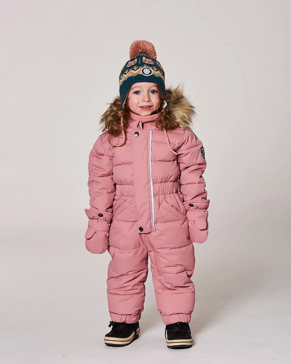 Lined Peruvian Knit Pompom Hat Green And Pink | Deux par Deux | Jenni Kidz