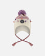 Lined Peruvian Knit Pompom Hat Off-White And Lilac | Deux par Deux | Jenni Kidz