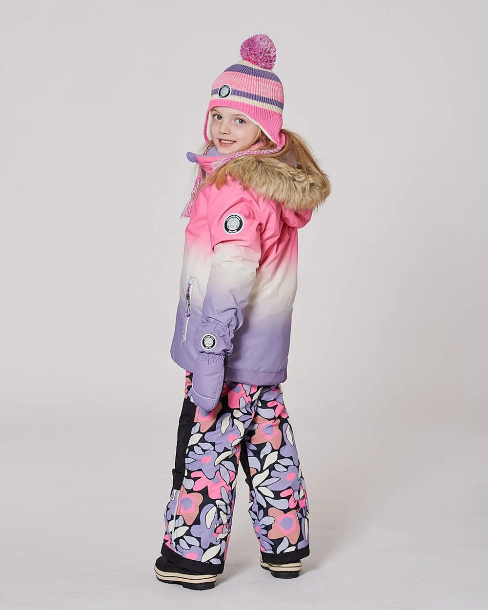 Lined Peruvian Knit Pompom Hat Pink And Purple | Deux par Deux | Jenni Kidz