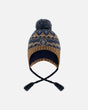 Lined Peruvian Knit Pompom Hat Taupe And Navy | Deux par Deux | Jenni Kidz