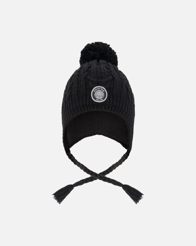 Lined Winter Hat With Pompom Black | Deux par Deux | Jenni Kidz
