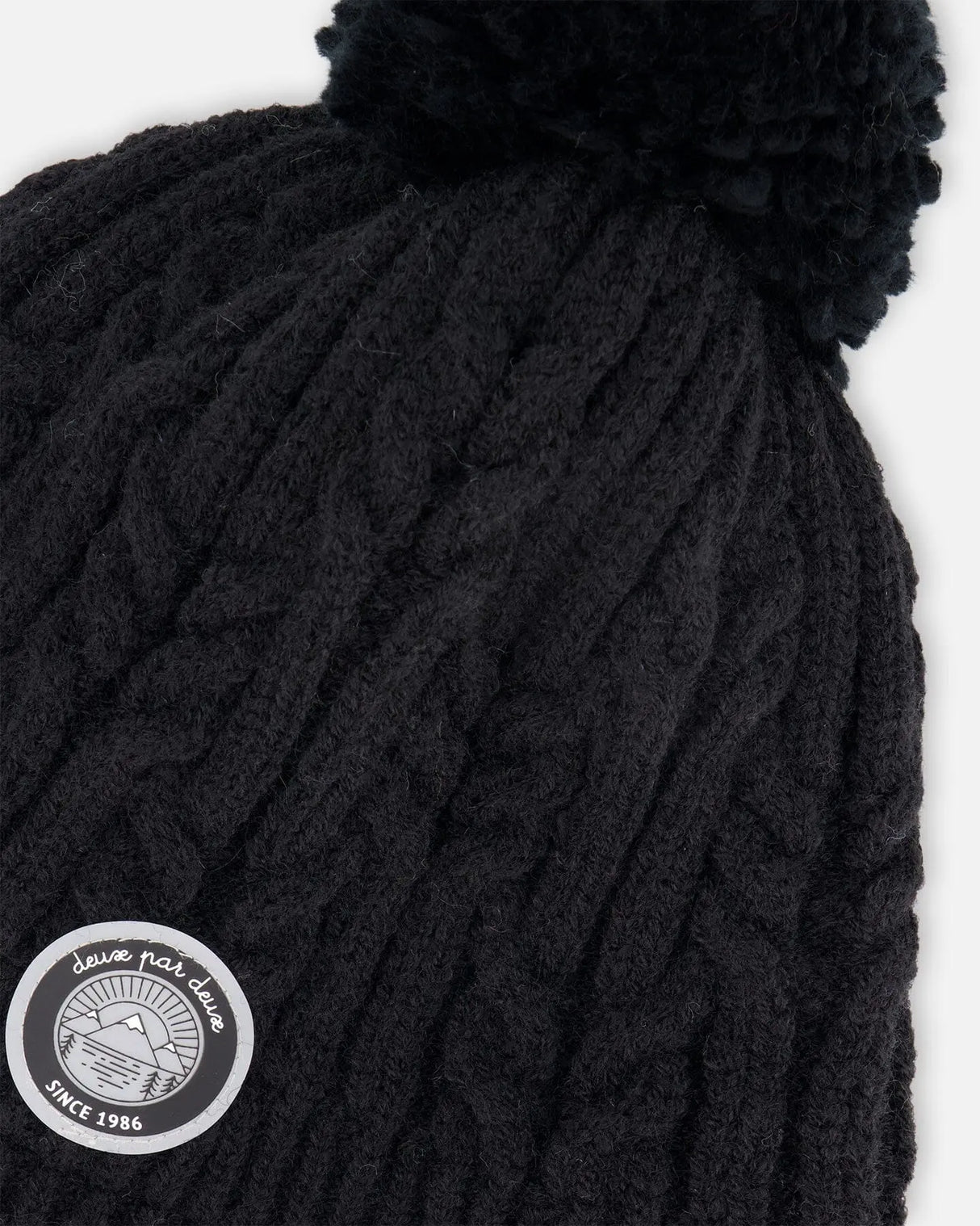 Lined Winter Hat With Pompom Black | Deux par Deux | Jenni Kidz