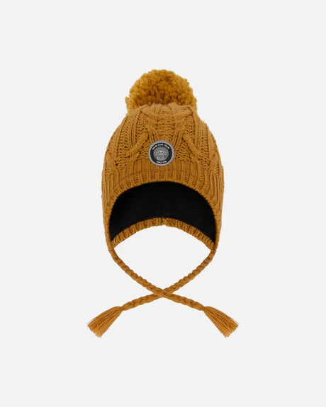 Lined Winter Hat With Pompom Brown Sugar | Deux par Deux | Jenni Kidz