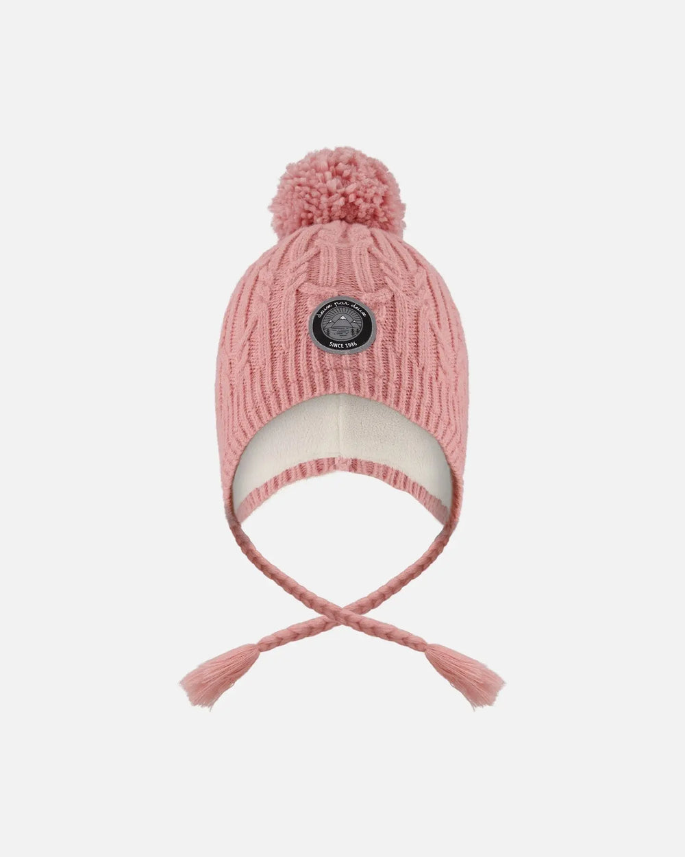 Lined Winter Hat With Pompom Dusty Pink | Deux par Deux | Jenni Kidz