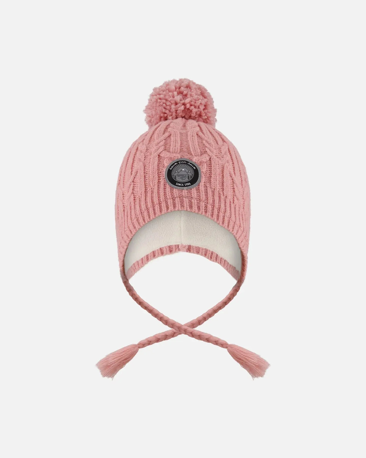 Lined Winter Hat With Pompom Dusty Pink | Deux par Deux | Jenni Kidz