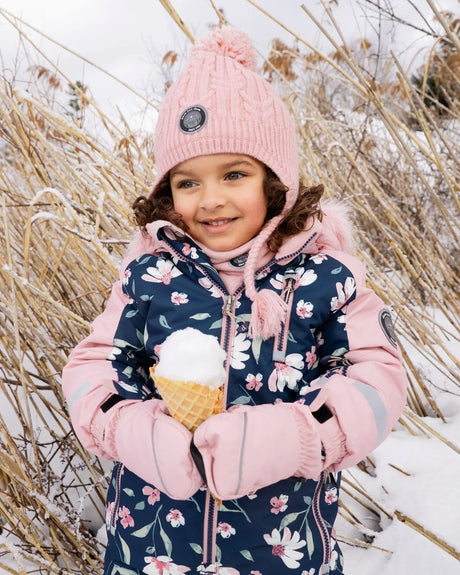 Lined Winter Hat With Pompom Dusty Pink | Deux par Deux | Jenni Kidz