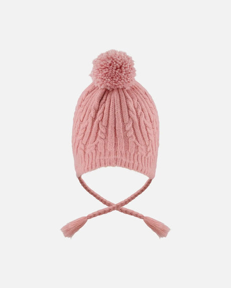 Lined Winter Hat With Pompom Dusty Pink | Deux par Deux | Jenni Kidz
