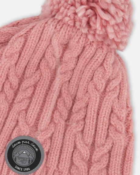Lined Winter Hat With Pompom Dusty Pink | Deux par Deux | Jenni Kidz
