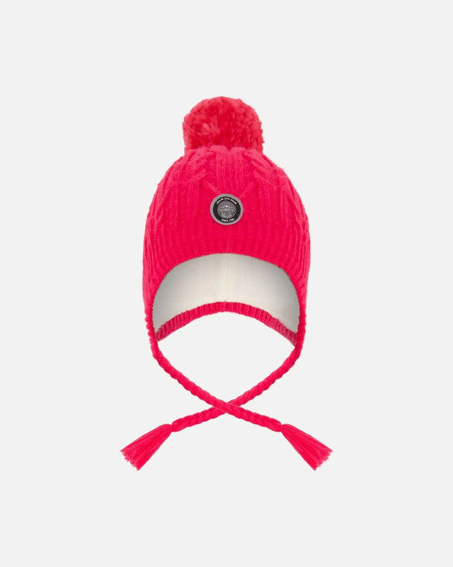 Lined Winter Hat With Pompom Flash Coral | Deux par Deux | Jenni Kidz