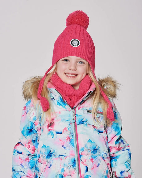 Lined Winter Hat With Pompom Flash Coral | Deux par Deux | Jenni Kidz