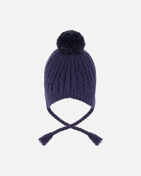 Lined Winter Hat With Pompom Navy Blue | Deux par Deux | Jenni Kidz