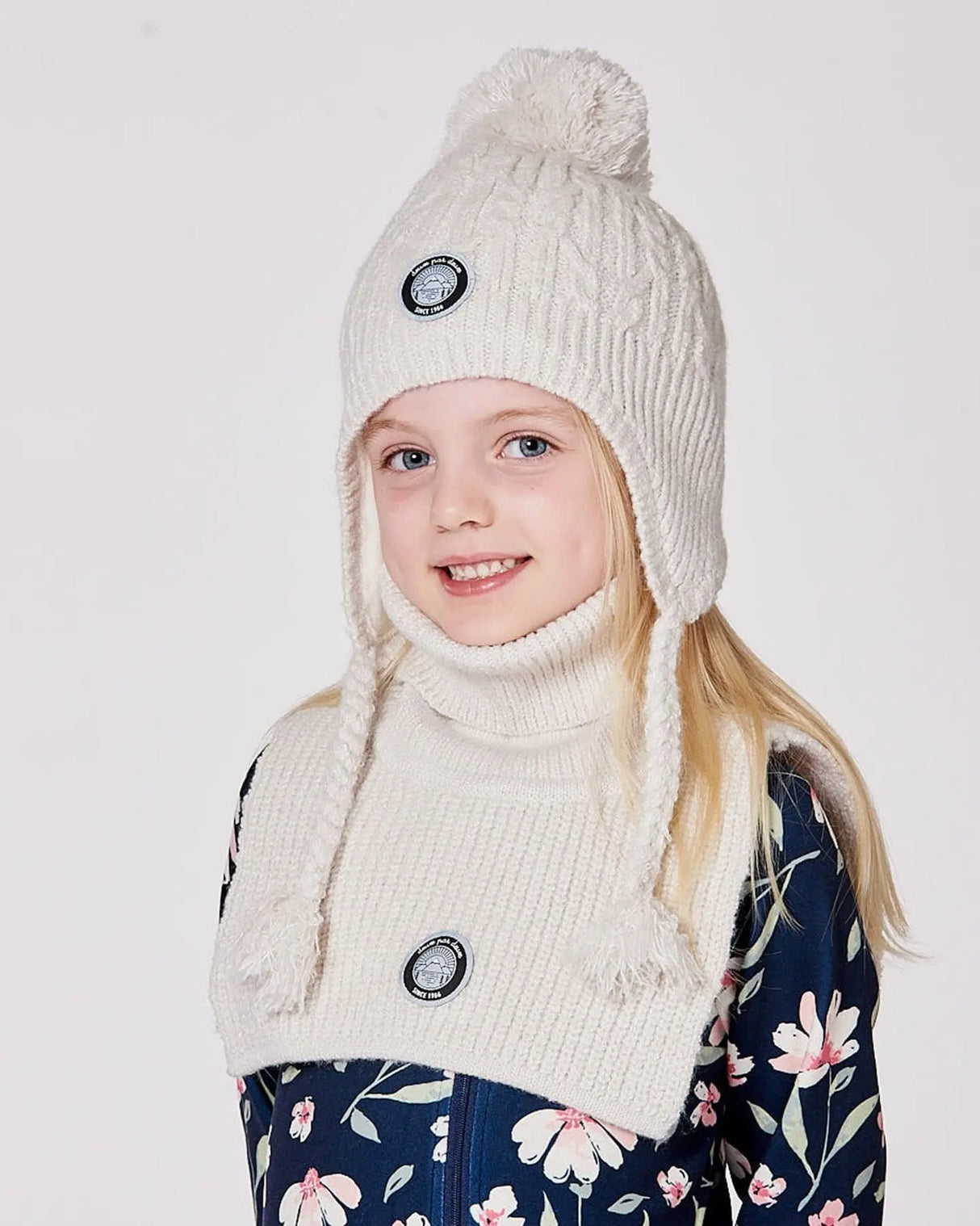 Lined Winter Hat With Pompom Off-White | Deux par Deux | Jenni Kidz