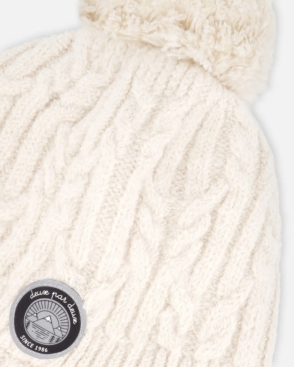 Lined Winter Hat With Pompom Off-White | Deux par Deux | Jenni Kidz