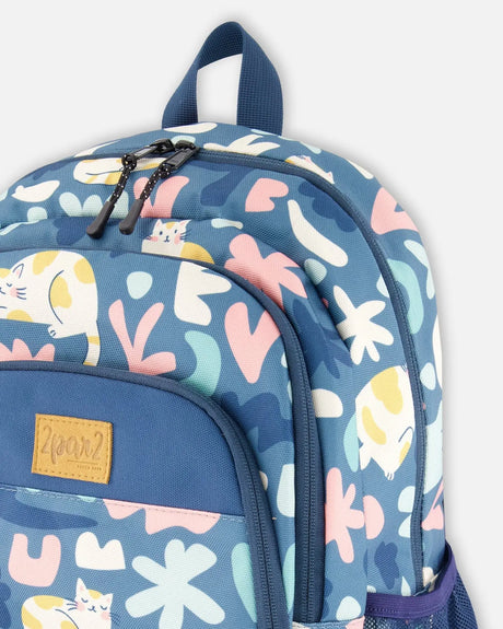 Little Kids Backpack Green Cat Print | Deux par Deux | Jenni Kidz