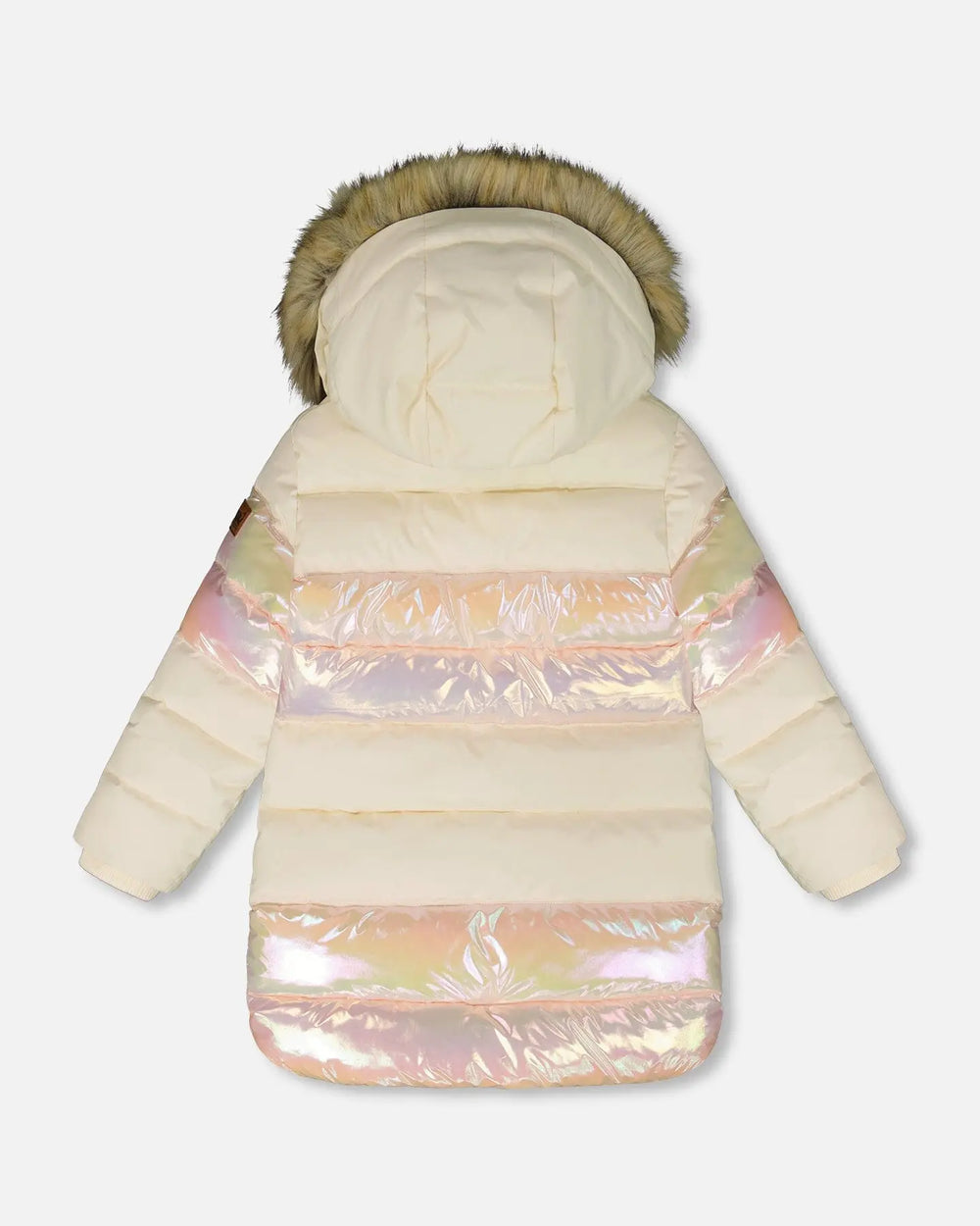 Long Metallic Puffy Winter Coat White | Deux par Deux | Jenni Kidz