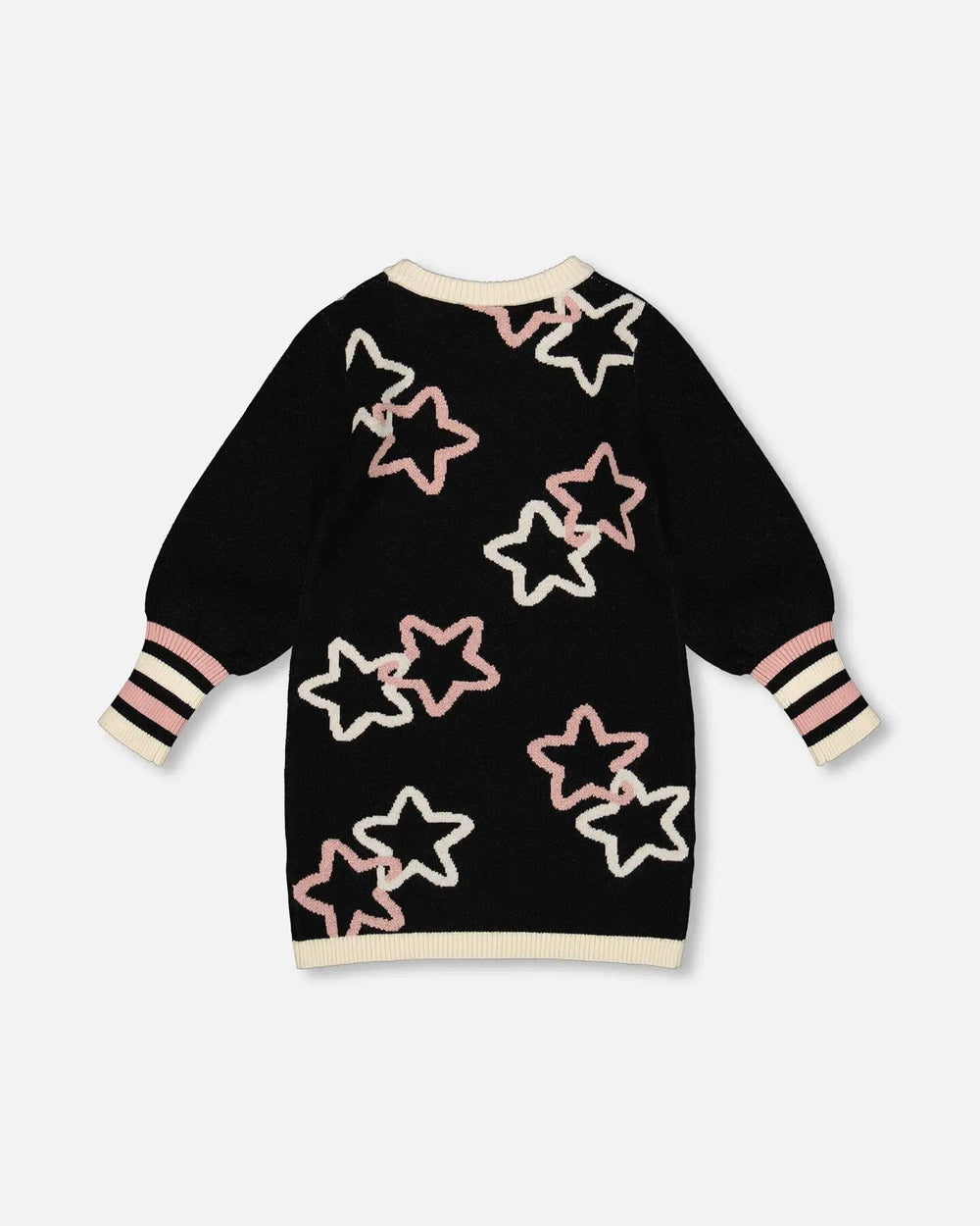 Long Sleeve Knit Dress Black With Stars | Deux par Deux | Jenni Kidz