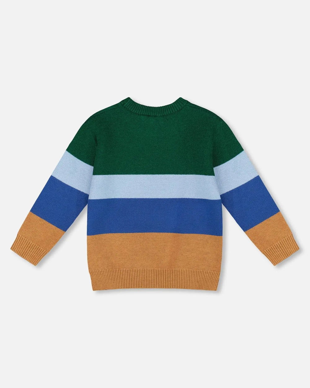 Long Sleeve Knit Sweater Blue, Green And Brown | Deux par Deux | Jenni Kidz