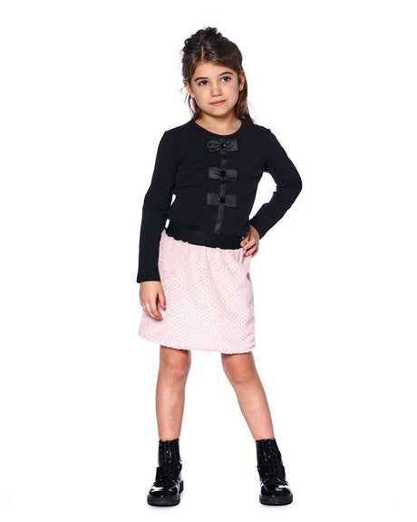 Long Sleeve Organic Cotton Jersey Bow Tee Black | Deux par Deux | Jenni Kidz