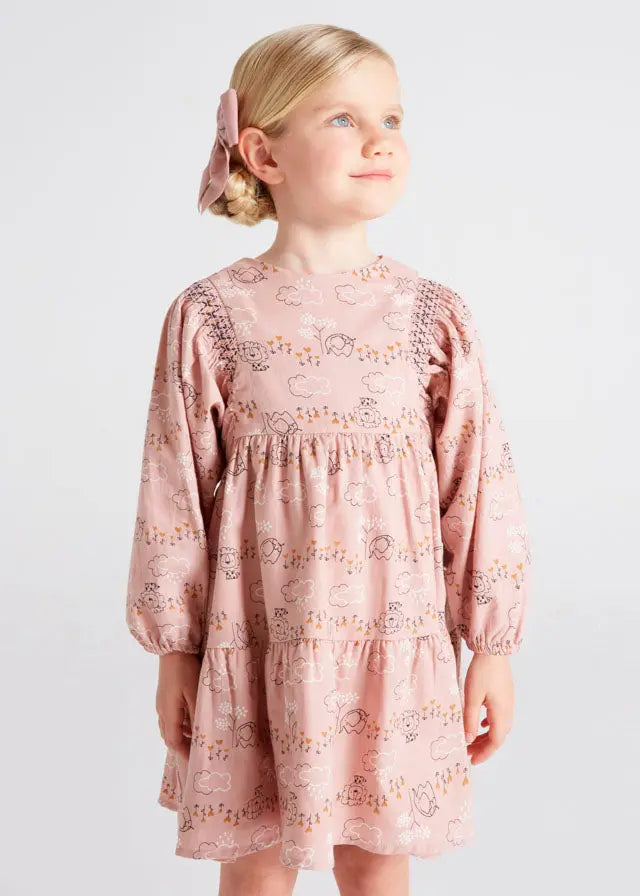 Long Sleeve Patterned Smock Girls Dress | Mayoral | Mayoral | Jenni Kidz