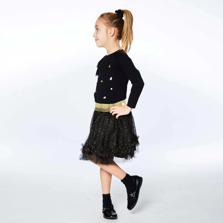 Long Sleeve Raglan Top With Frill Black | DEUX PAR DEUX | DEUX PAR DEUX | Jenni Kidz
