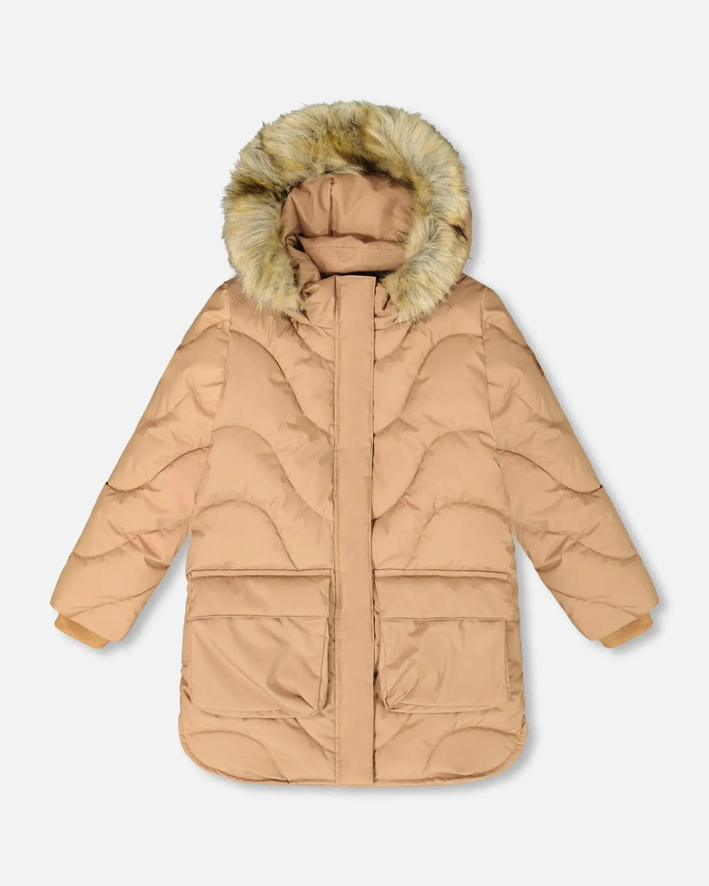 Long Wavy Quilt Puffy Coat Chanterelle | Deux par Deux | Jenni Kidz