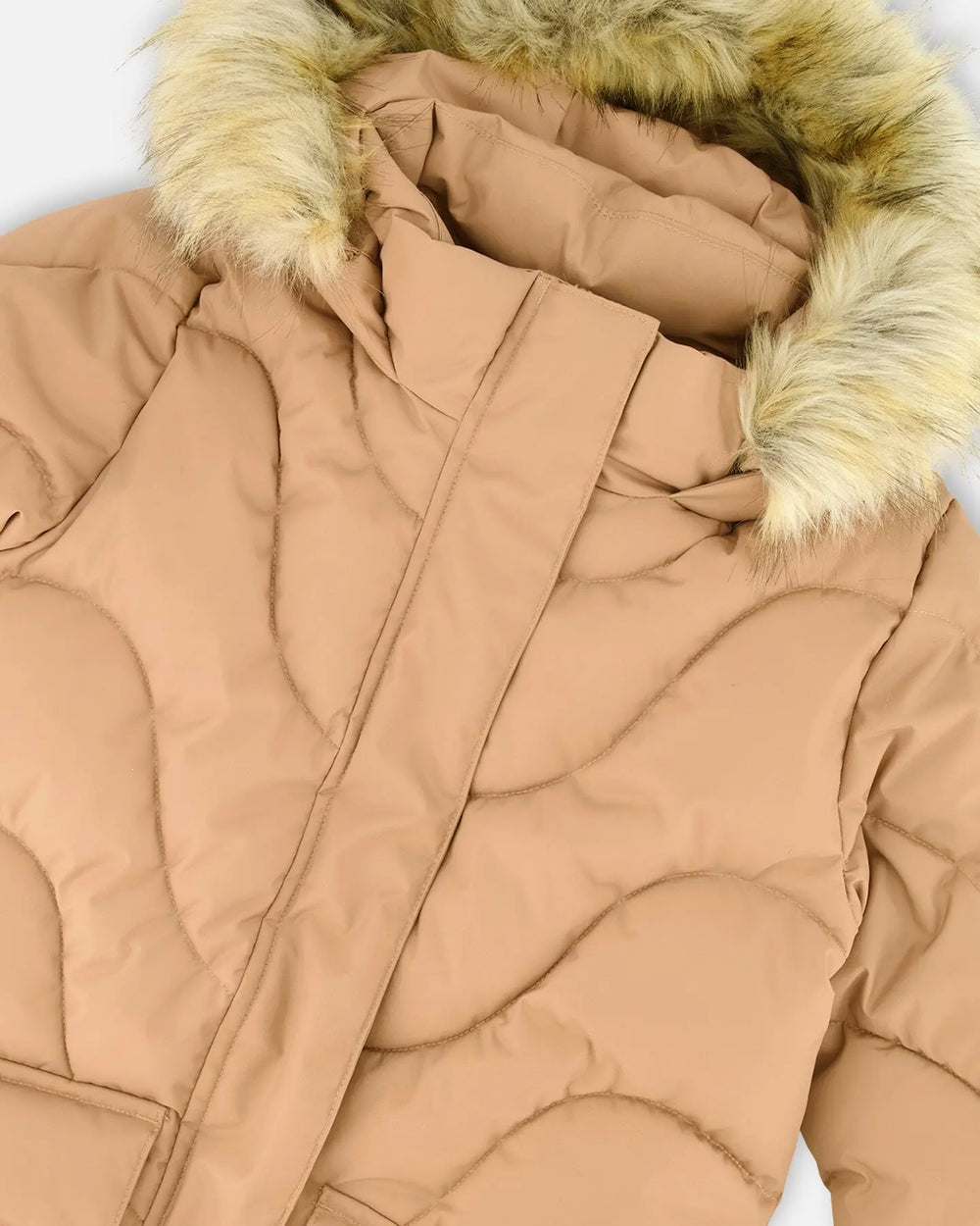 Long Wavy Quilt Puffy Coat Chanterelle | Deux par Deux | Jenni Kidz