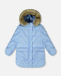 Long Wavy Quilt Puffy Coat Powder Blue | Deux par Deux | Jenni Kidz