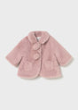 Mayoral baby girl coat rose pink newborn faux fur jacket with hidden clasps