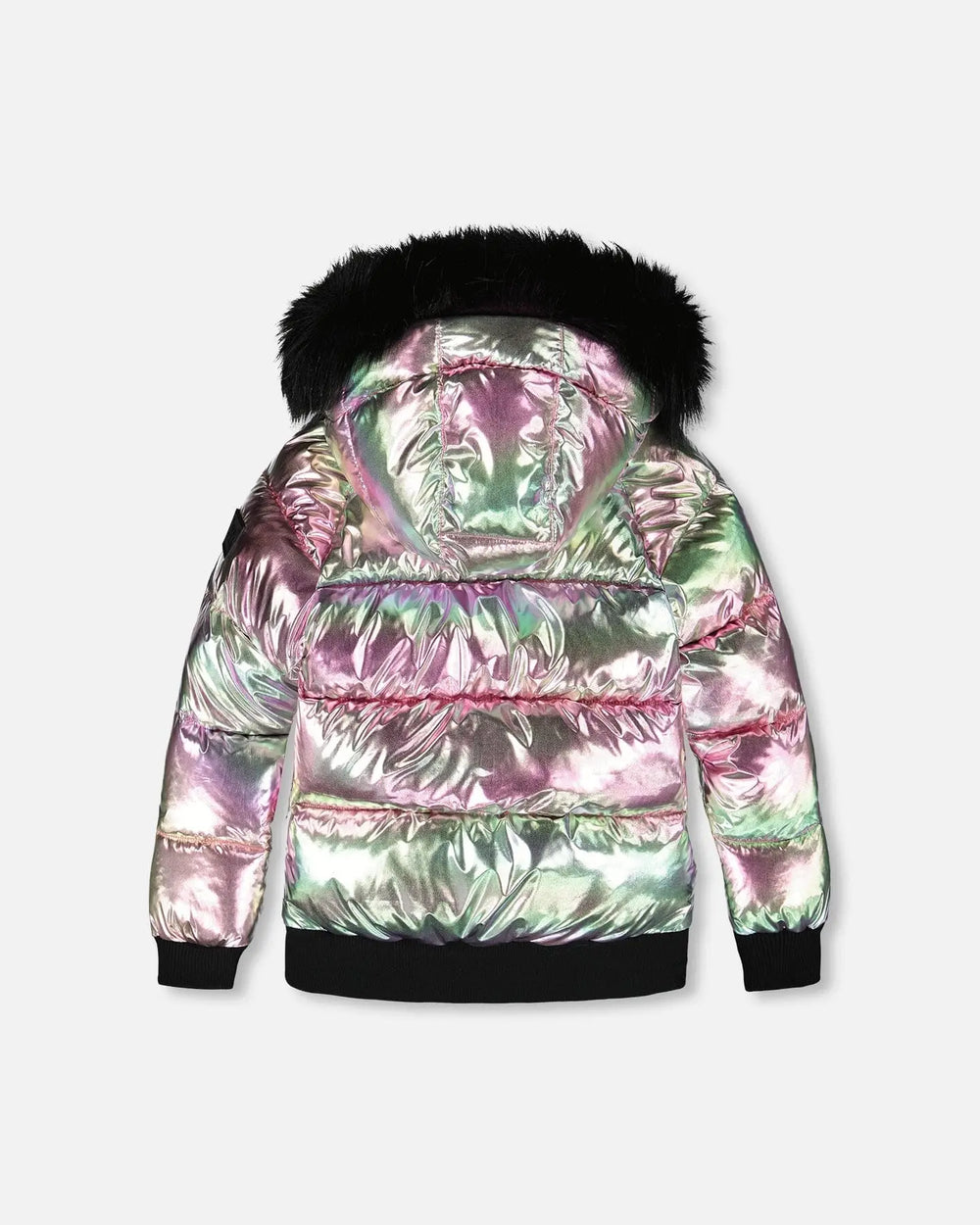 Metallic Puffy Coat Black And Multicolor | Deux par Deux | Jenni Kidz