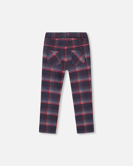 Milano Treggings Red And Navy Plaid | Deux par Deux | Jenni Kidz