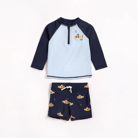 Navy Raglan Rashguard and Submarine Swim Shorts Set | Petit Lem | Petit Lem | Jenni Kidz
