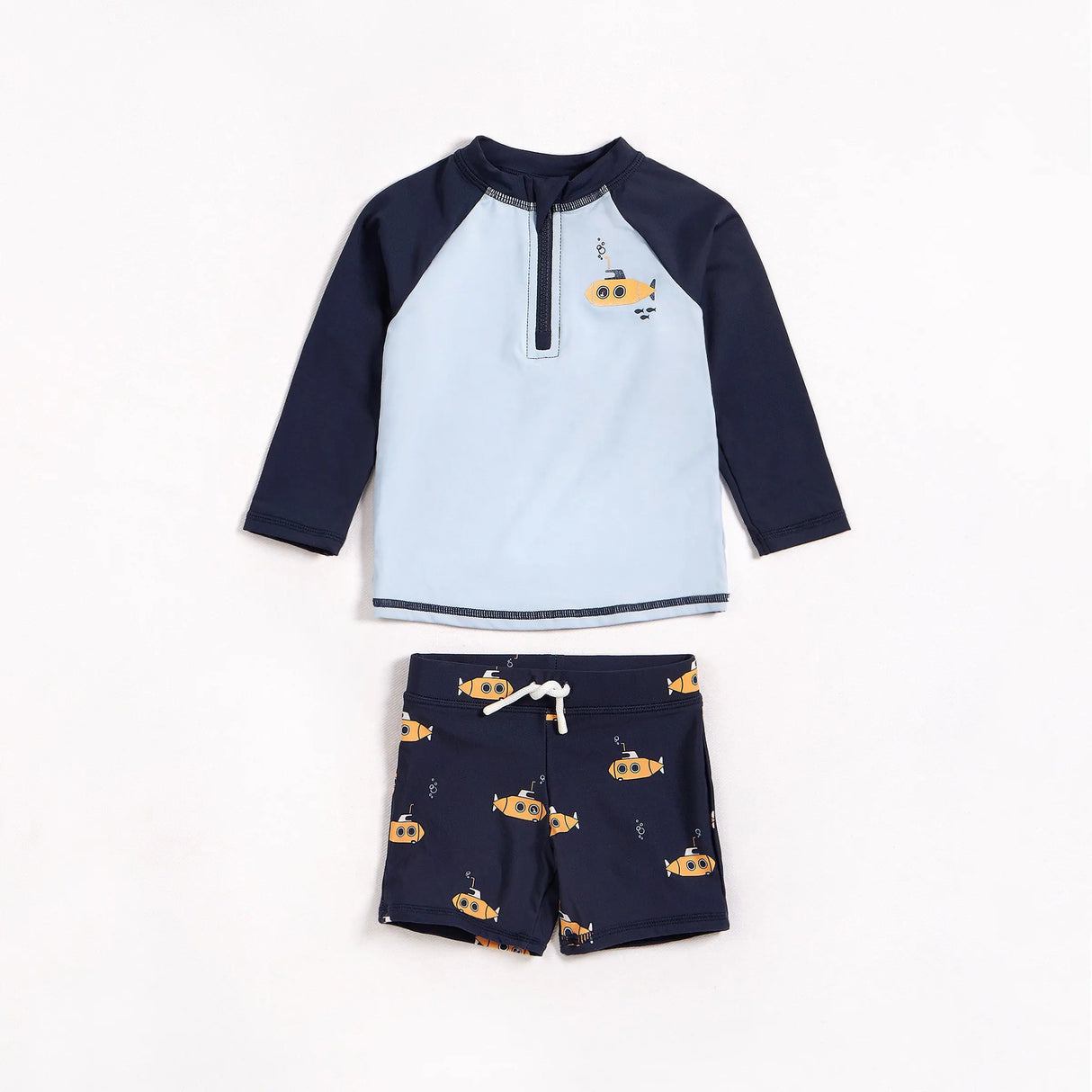 Navy Raglan Rashguard and Submarine Swim Shorts Set | Petit Lem | Petit Lem | Jenni Kidz