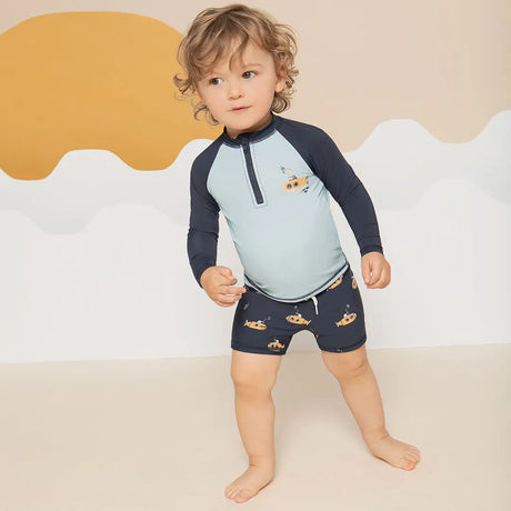 Navy Raglan Rashguard and Submarine Swim Shorts Set | Petit Lem | Petit Lem | Jenni Kidz