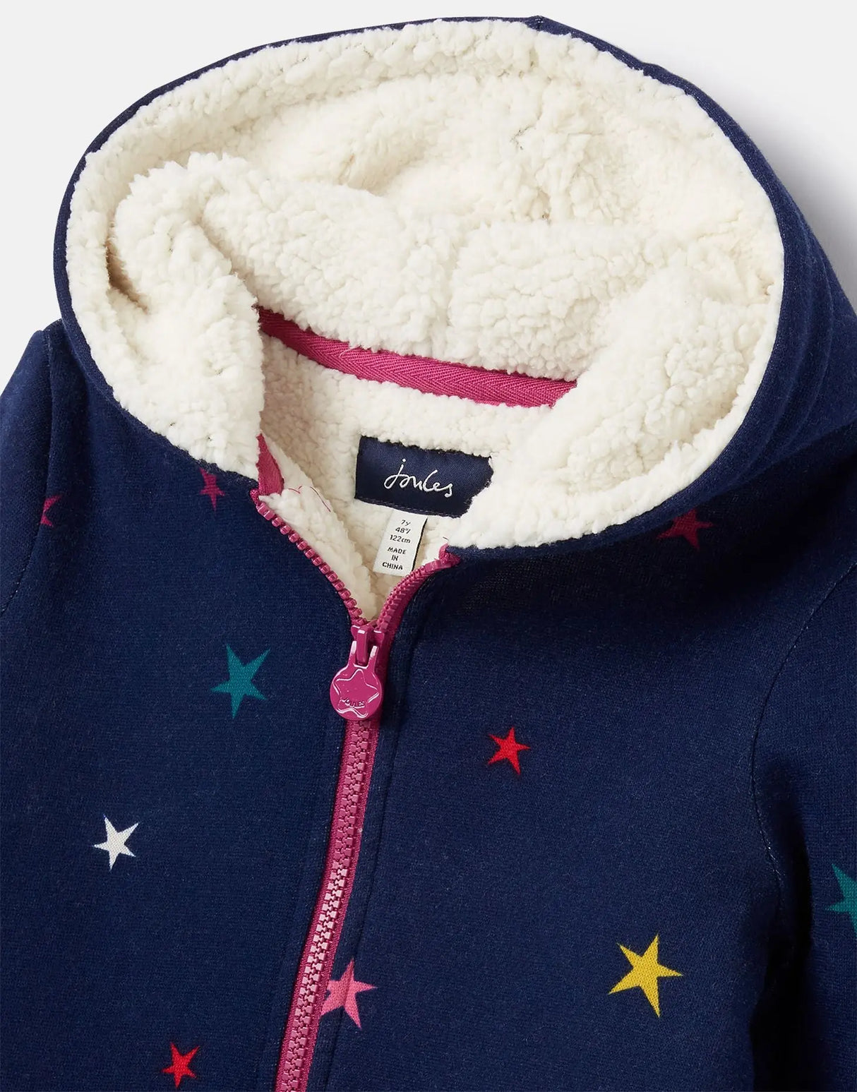 Navy & Pink Star Braelyn Zip-Up Hoodie | Joules | Joules | Jenni Kidz