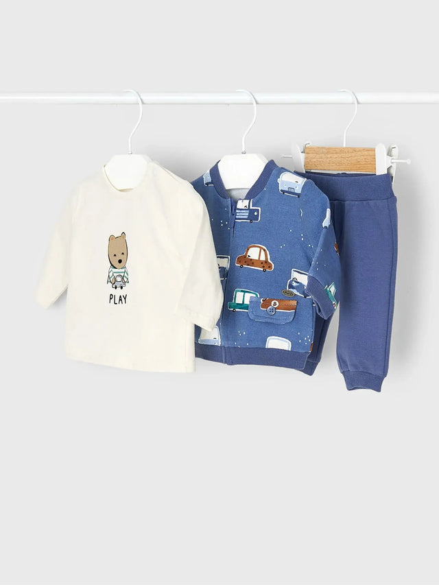 Newborn Cute Cars 3 Piece Tracksuit Blue | Mayoral | Mayoral | Jenni Kidz