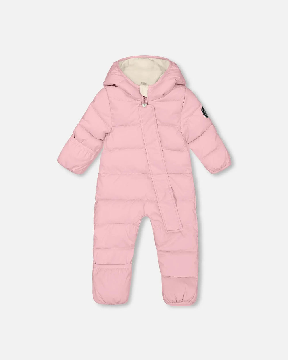 Deux par Deux Baby Cloud pink snowsuit one-piece – designed for car seat use