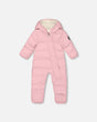 Deux par Deux Baby Cloud pink snowsuit one-piece – designed for car seat use