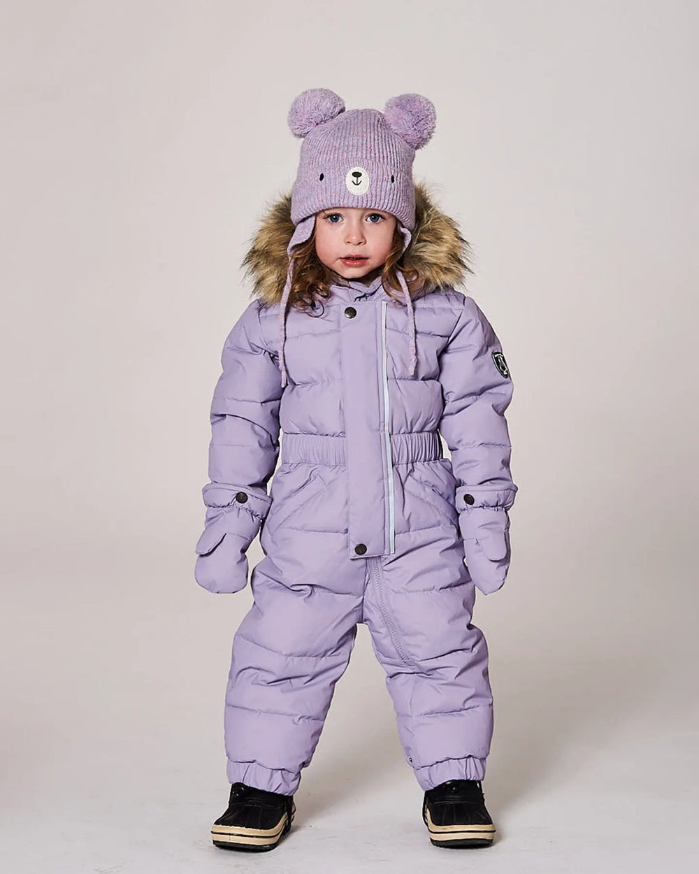 One-Piece Baby Original Puffy Snowsuit Purple Gray | Deux par Deux | Jenni Kidz