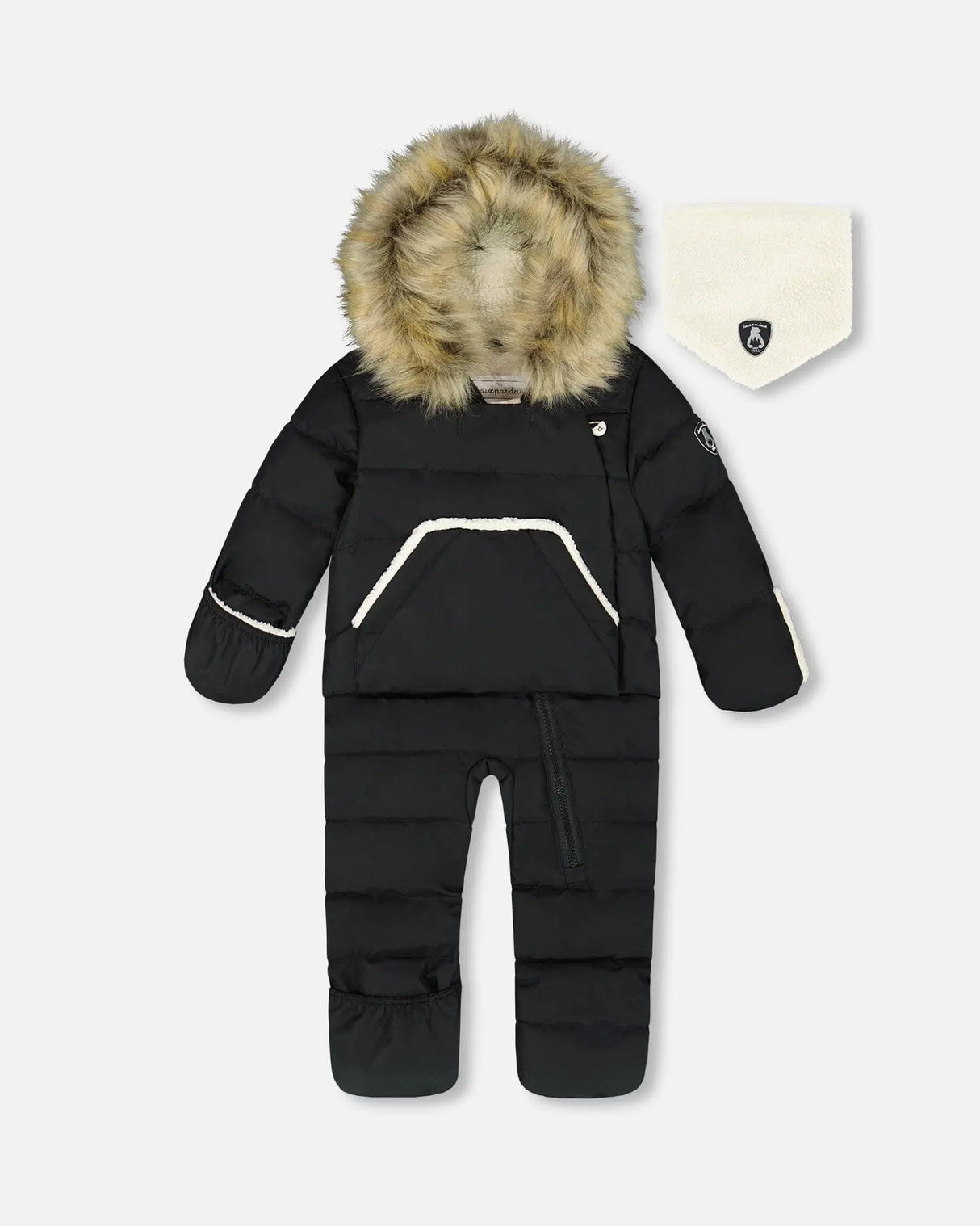 One-Piece Baby Snug Snowsuit Designed For Car Seat Black | Deux par Deux | Jenni Kidz