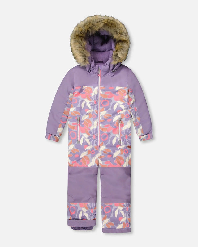 One-Piece Discover Snowsuit Lilac Retro Flower Print | Deux par Deux | Jenni Kidz